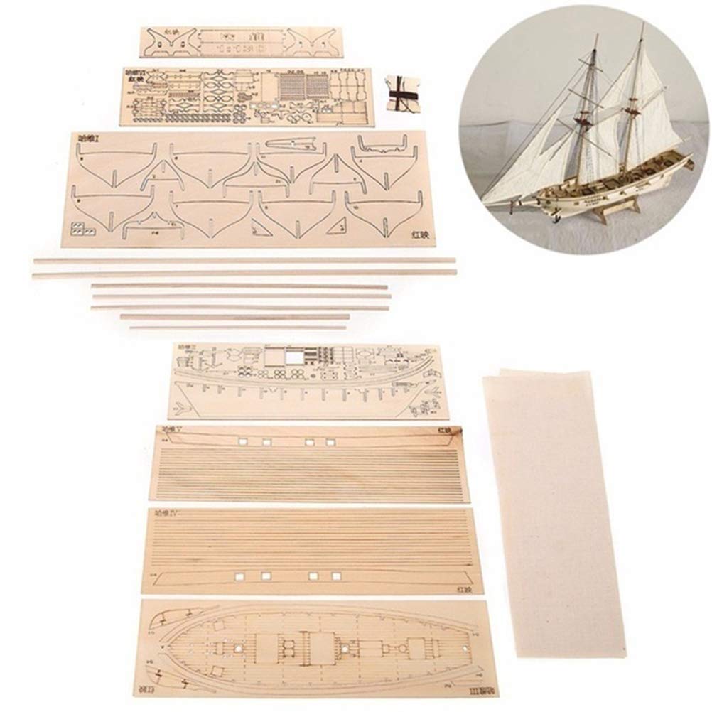 Excras Wooden Ship DIY Wooden Sailing Ship Hobby Wood Ship Model Sailing Ship Wooden Model Home DIY Model Decoration Boat Gift Toy for Kids Model,