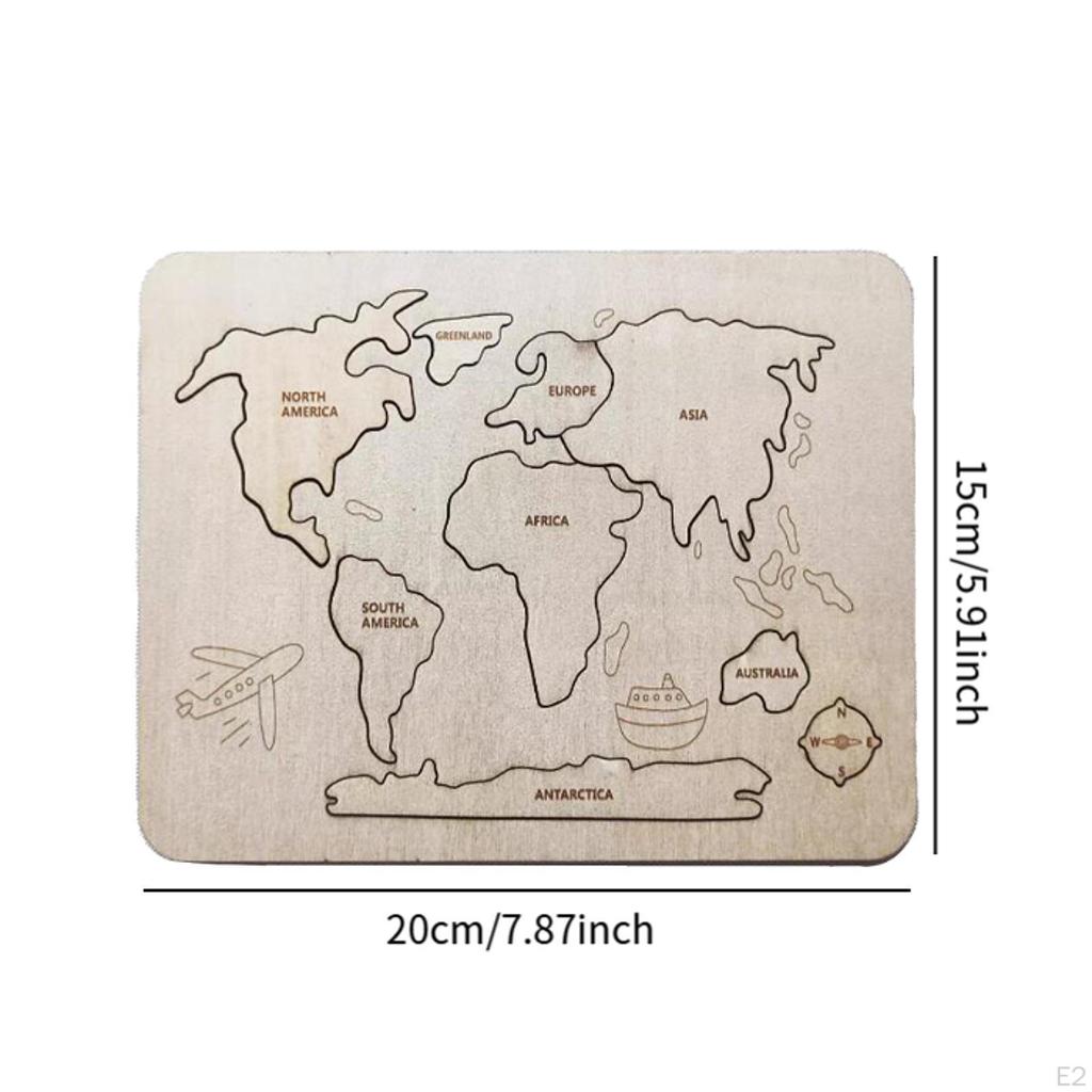 Wooden Jigsaw Puzzles Educational Toy Family Game Preschool Learning Wood 7 Continent Puzzle