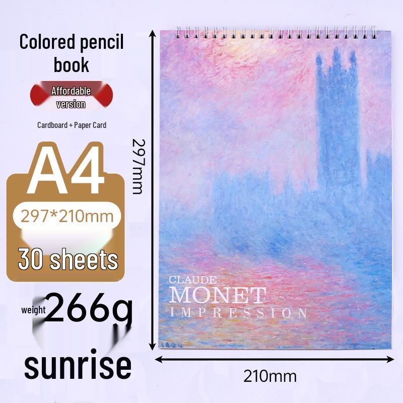 A4 Colored Pencil Sketchbook for Students - Thickened Coil Art & Watercolor Book 210*290 mm