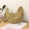 Solid Color Nylon Minimalist Crossbody Bag with Zipper Pockets and Adjustable Strap for Women