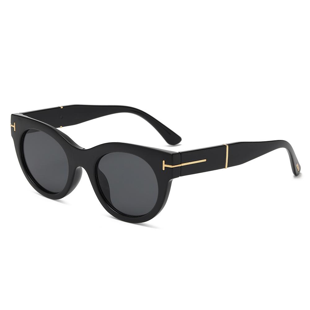 New round frame sunglasses European and American retro simple neutral versatile explosive letter fashion sunglasses