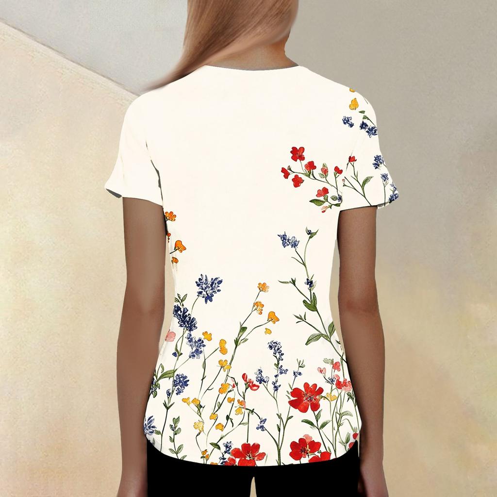 Dámská tištěná pracovní uniforma Ochranná pracovní uniforma s výstřihem do V