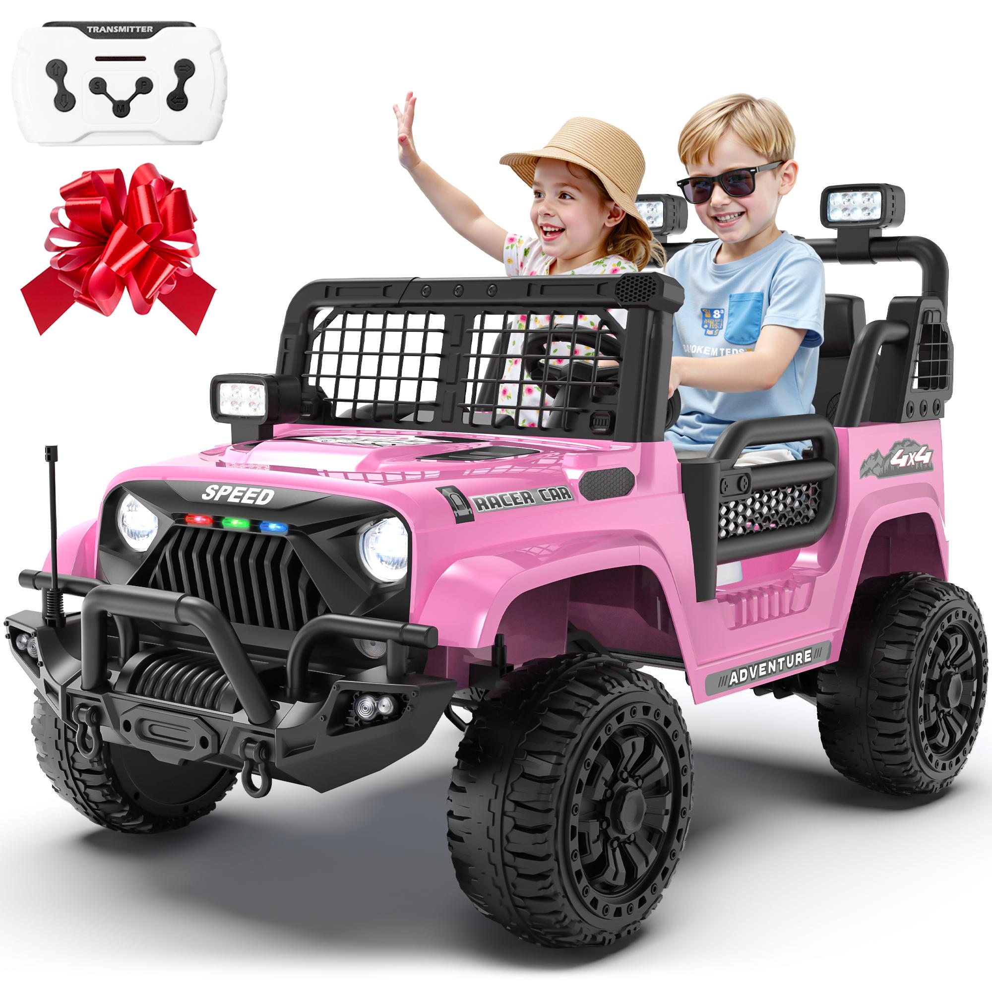 

24V Дитячий 2-місний квадроцикл з дистанційним керуванням - Потужний позашляховик 4x4, Батьківський контроль, Пружинна підвіска, Позашляховик рожевий