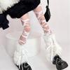 Women Goth Furry Leg Warmers Socks Harajuku Ribbon Bowknot Leggings Boots Cover