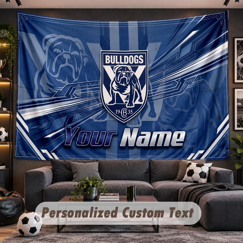 Wall Hanging Tapestry Custom NameCanterbury-Bankstown Bulldogs Pattern Personalized Printed Fabric Wall Decor