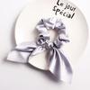 Solid Color  Satins Scrunchie With Bunnies Ears Design Soft Fabric Stretchy Hair Rope Accessories For Women Girls