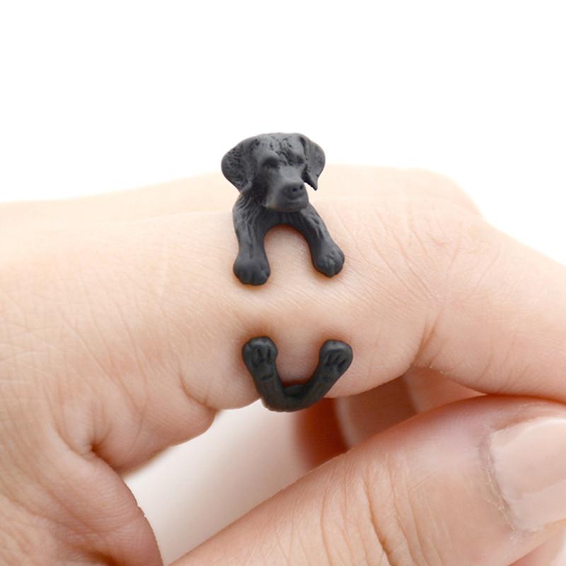 Retro Punk Messing Knuckle Labrador Hund Ring Männer Boho Niedlichen Tier Anel Paar Ringe Für Frauen Schmuck Bague Femme Jahrestag Geschenk