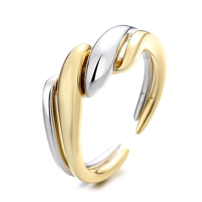 Korean Version of Fashion Personalized Color Matching Rough Twist Ring Twisting Geometric Stacking Wearing Punk Open Ring