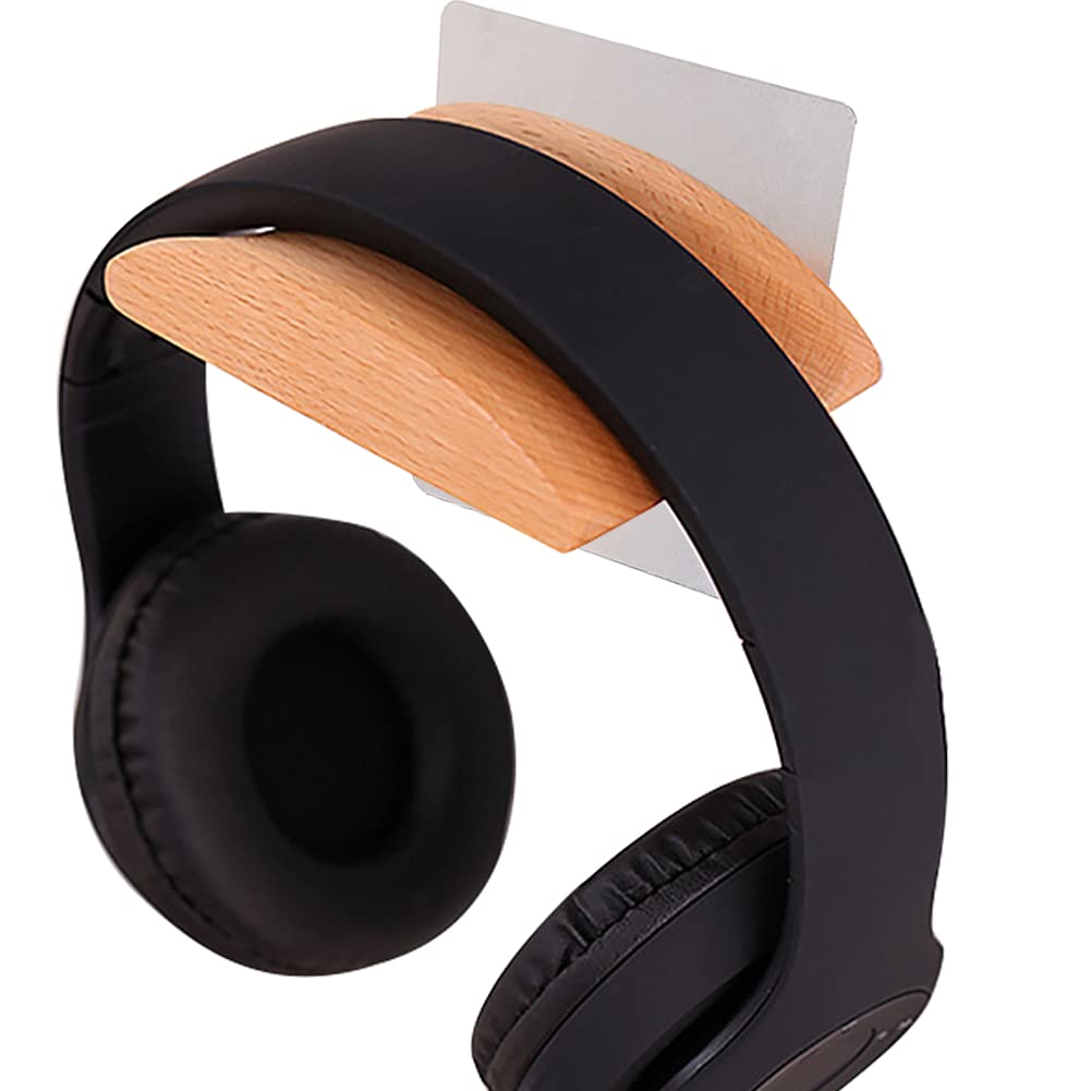 

HIGHAWK Headphone Headset Wooden Monitor Headphone Steel Rack, Hanger, Wall-Mounted Stand, Holder, Punch-Free (Stainless Hooks)