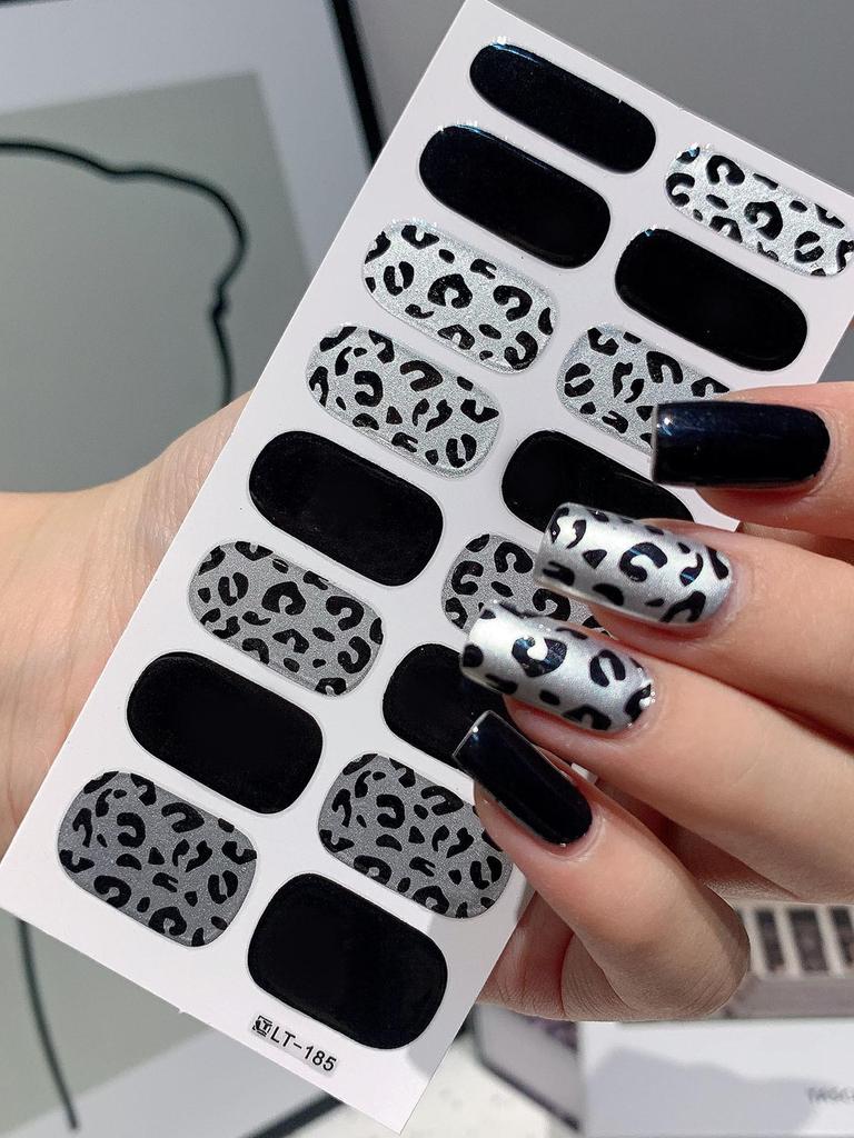 High-Quality Autumn/Winter Leopard & Zebra Print Nail Stickers LT184