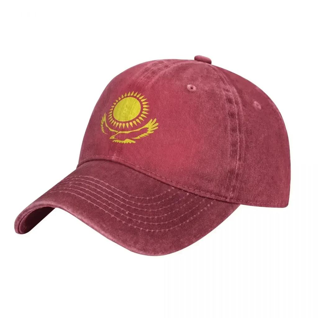 Kazakhstan Flags Denim Baseball Cap Yellow Sun Men Adult Custom DIY Trucker Hat Fashion Running Hippie Dropshipping Baseball Cap