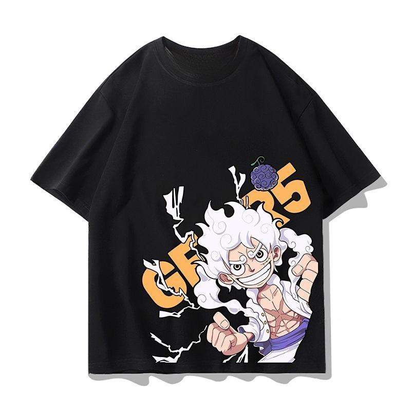 

ONE PIECE Joint Shortsleeved Tshirt Unisexs Summer TwodiUnisexsional Ace Luffy Sauron Three Major Anime Loose Clothes S