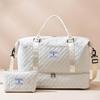 2pcs Large Capacity Travel Carry-On Bag + Cosmetic Bag, Gym Bag with Shoe Compartment, Trolley Case, Weekend Overnight Tote