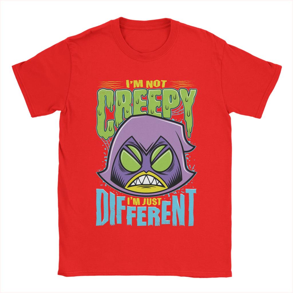 Herren Damen Teen Titans Go Raven Nicht Gruselig Ich Bin Anders T-Shirt Baumwoll-Tops Lustige Kurzarm Rundhals T-Shirts Einzigartiges T-Shirt