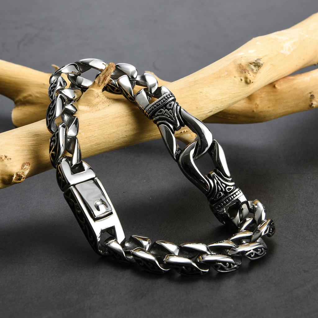 Personalized Fashion Men's Titanium Steel Bracelet, Creative Retro Lace Stainless Steel Bracelet Jewelry