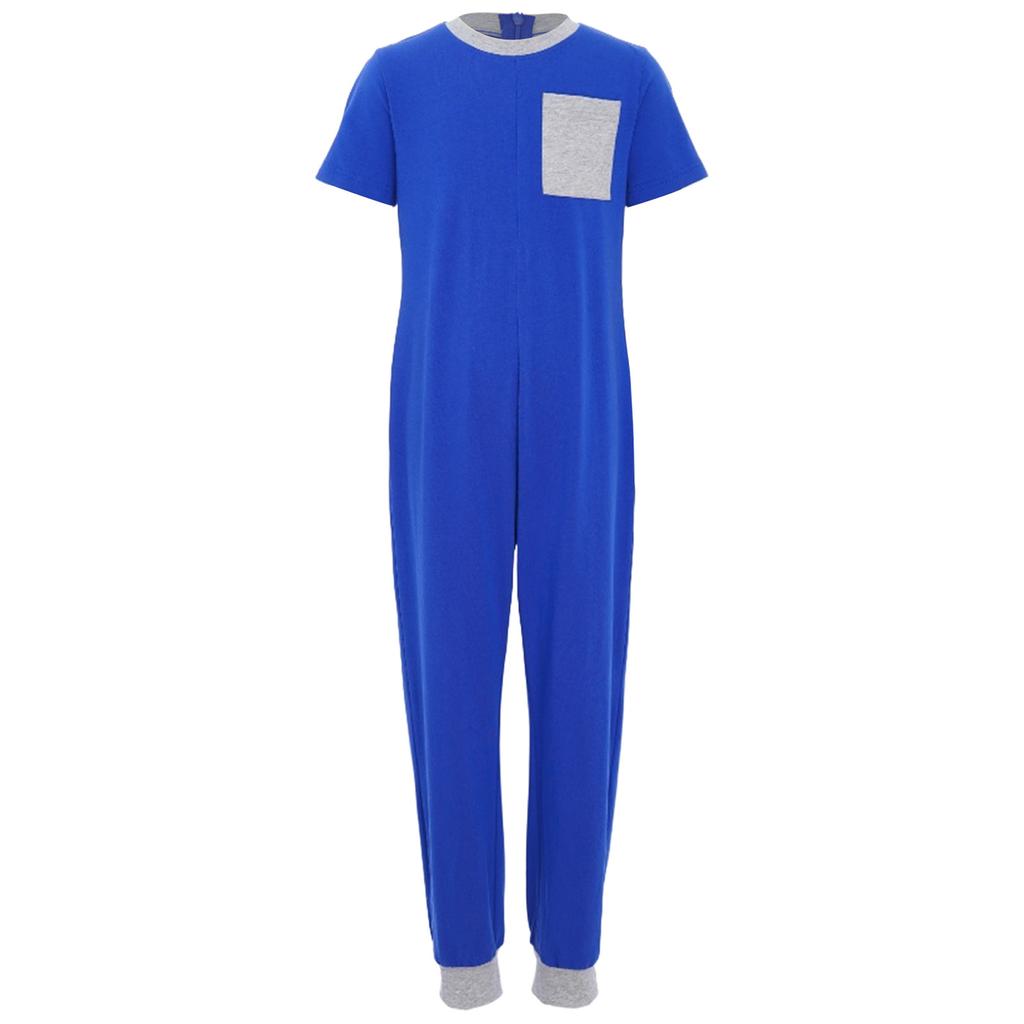 Unisex Kids Adaptive Clothing Jumpsuit Back Invisible Zipper for Easy Dressing Contrast Color with Pocket