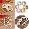 50Pcs Wooden Beads Pendant Connectors Circles Rings Beads Natural Wood Ornament