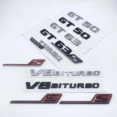 IZZIR1 3D ABS Flat Letters GT50 GT53 GT63 GT63S V8 Biturbo 4matic+ ABS Emblem for Mercedes Benz AMG C190 X290 Car Side Trunk Sticker