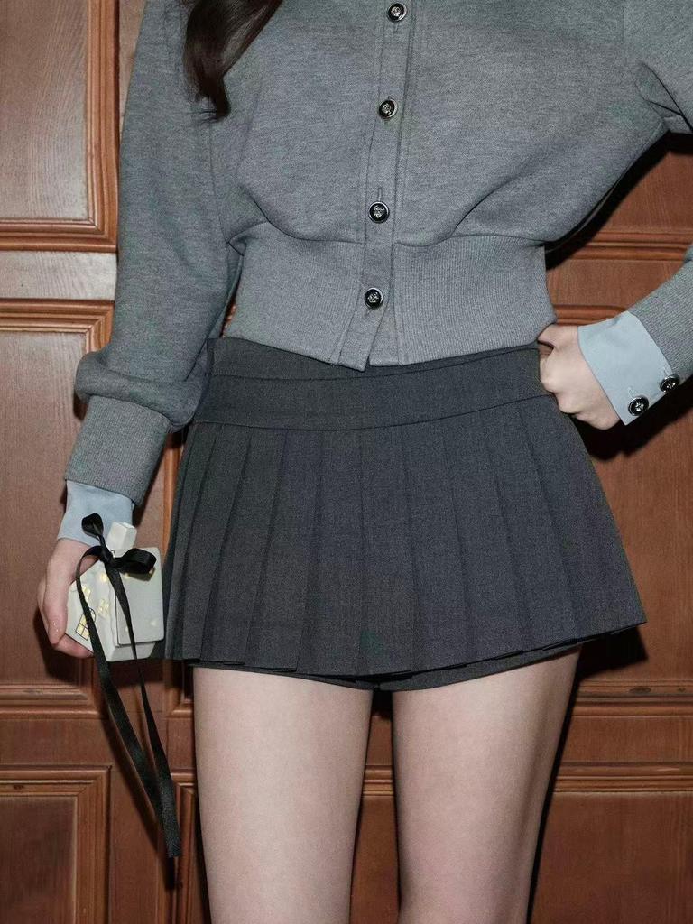 Pleated Culottes & College Style Versatile Solid Color Skirt