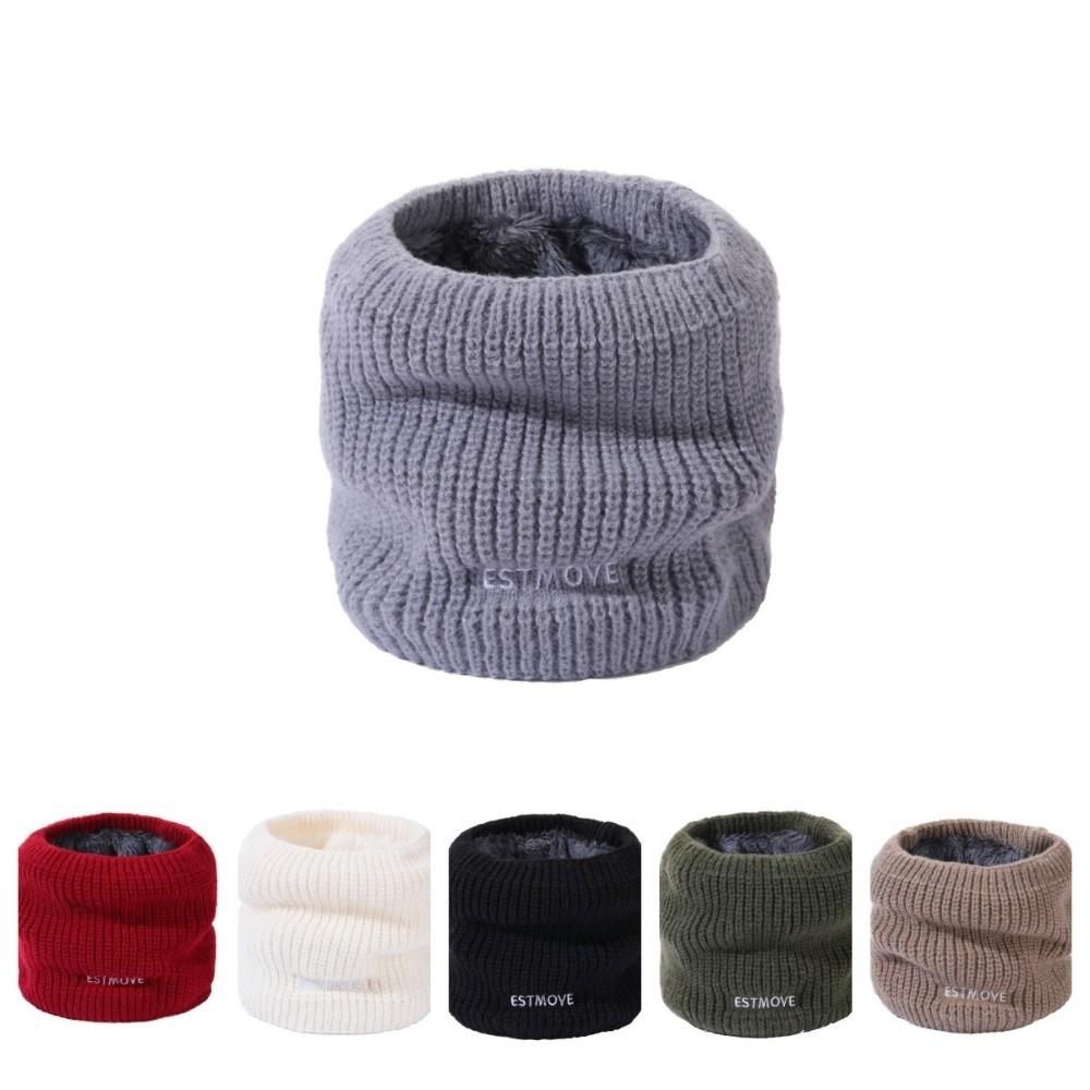 Knitted Soft Ring Scarf Women Men Winter Warm Woolen Yarn Neck Scarves With Plush Outdoor Ski Full Face Mask Collor Muffler