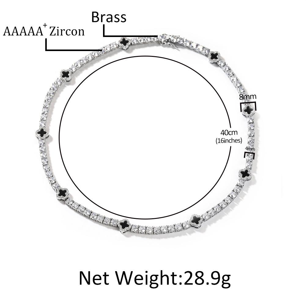 Wind Clover Diamond Tennis Chain Necklace Women's Delicate Premium Clavicle Chain Accessories Summer