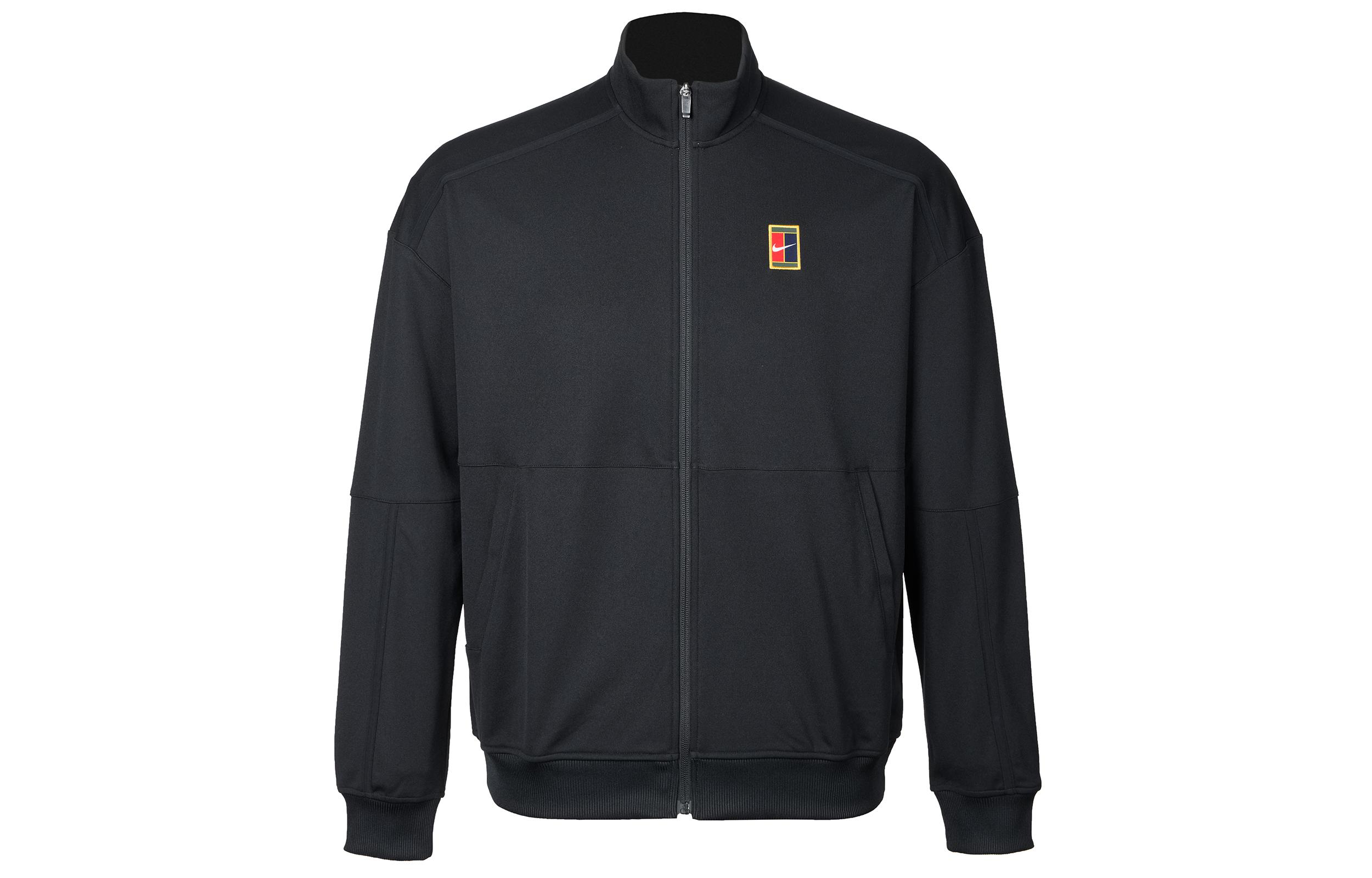 

Nike CourtHeritage Stand Collar Zipper Front Fleece Lined Long Sleeved Shirt Jacket Men s Black/Black FZ6926-010 XXL