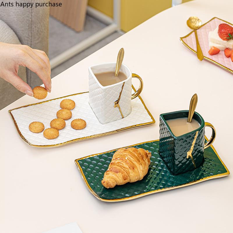 

Керамическая кружка для сумочки, кофейная чашка и блюдце, набор, чашка для воды, домашние чашки для завтрака, тарелка для димсамов, поднос для закусок, кружка для молока, чайная чашка, кофейные кружки зелёный