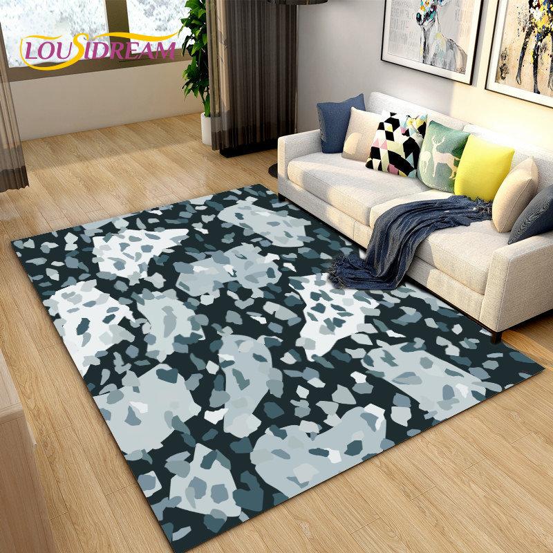 3D Crushed Stone Path Colour Gravel Area Rug Large,Carpet Rug for Living Room Bedroom Sofa Doormat Decoration,Non-slip Floor Mat