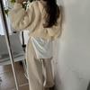 Korean Hooded Cable Knit Zip-Up Short Cardigan - Fresh Autumn Solid Color Tie Sweater Coat