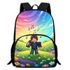 15-Inch Roblox Cartoon Backpack, Large Capacity Back Support Backpack with Front Pocket, Suitable for Unisex Children Aged 5-8