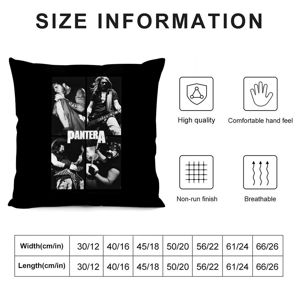 P-Pantera Music Band Cushion Cover Pillowcase Ultra Soft Skin Friendly Fabric Cloud Like Comfort & Concealed Zipper