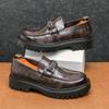 Klassische Loafer mit dicker Sohle für Herren, vielseitig, abriebfeste Sohlen, Herren Büro Business Kleiderschuhe, Leder Freizeitschuhe