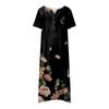 Women's Summer Casual Printed V-Neck Short-Sleeve Swing Dress