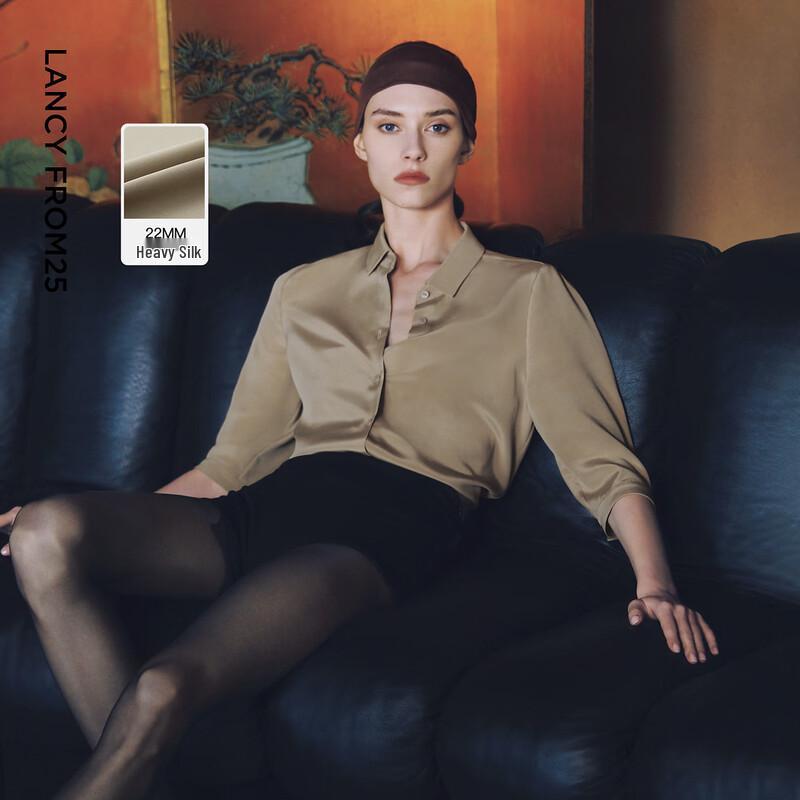 LANGZI Women s Designer Silk Blend Commuter Shirt L