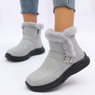 Fashion Women's Winter Warm Plush Snow Boots Fluffy Faux Fur Platform Ankle Boots Woman Thick Sole Non Slip Outdoor Cotton Padded Shoes