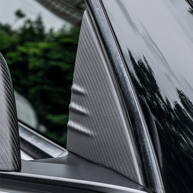 Car A-pillar Triangular Decorative Cover For Tesla Model 3 2017- Model Y Real Carbon Fiber Exterior Modification Accessories