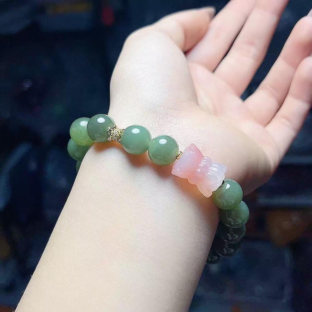 Hetian Jade Double Lotus Bead Bracelet - Simple, Versatile, Exquisite Unisex Design