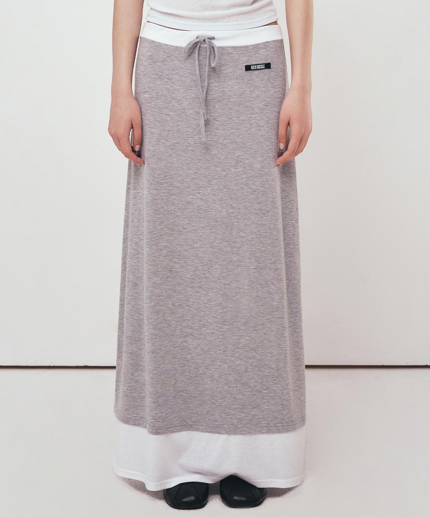 Nigaennikol Double Layered Long Skirt_Gray