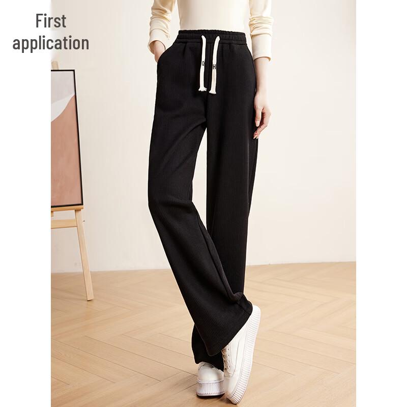 Women's High-Waist Fleece Lined Straight-Leg Casual Pants