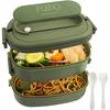 ABWR-2X Brotdose, Auslaufsichere Bento-Box für Kinder Erwachsene, Besteckset Bento-Boxen, Für Kinder Männer Frauen Erwachsene Arbeit Schulen Grün