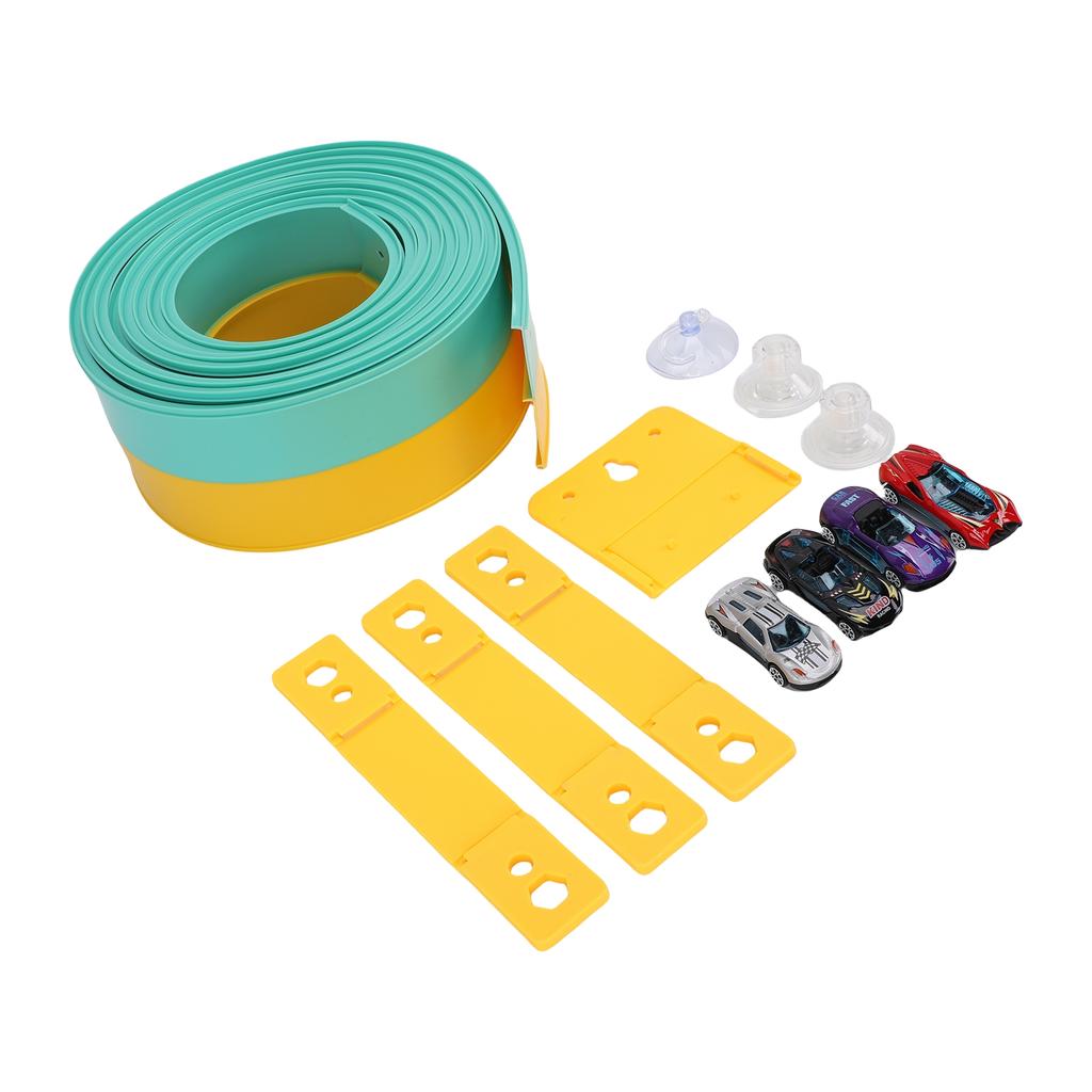 ible Race Car Track Rolls Up Portable   Track Racetrack Toy with 4 Cars for 3 To 10 Years Old Boys