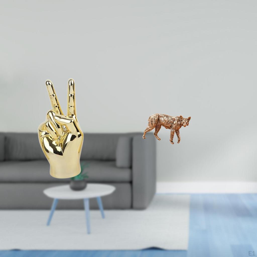 Creative Brass Finger Gesture Animal Sculpture Statue for Home Living Room Shelf Desk Cabinet Study
