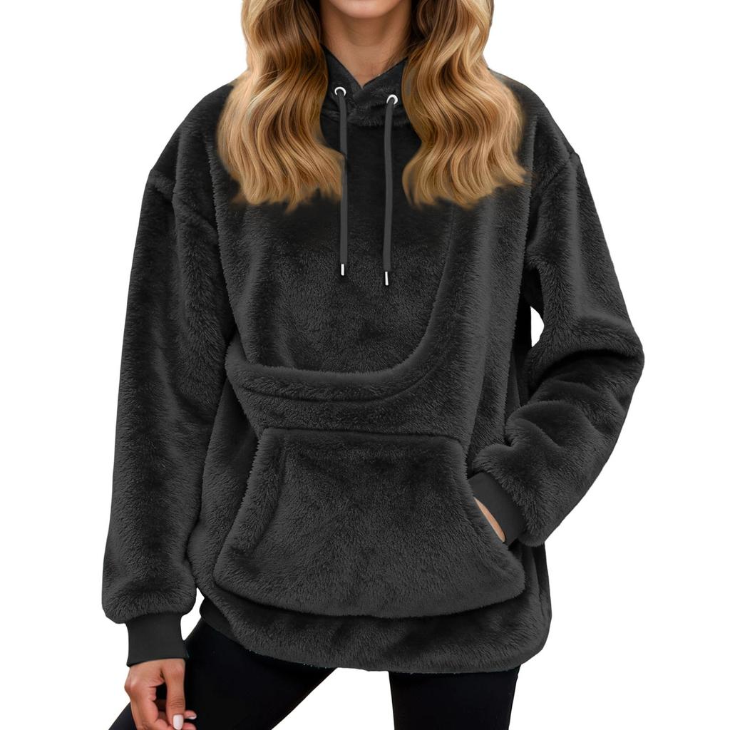 Huvtröja Dam Höst och Vinter Fleece Husdjursficka Med Huva Sweatshirt Rolig Pullover Topp Katt och Hundhållare Bärsele Huvtröjor