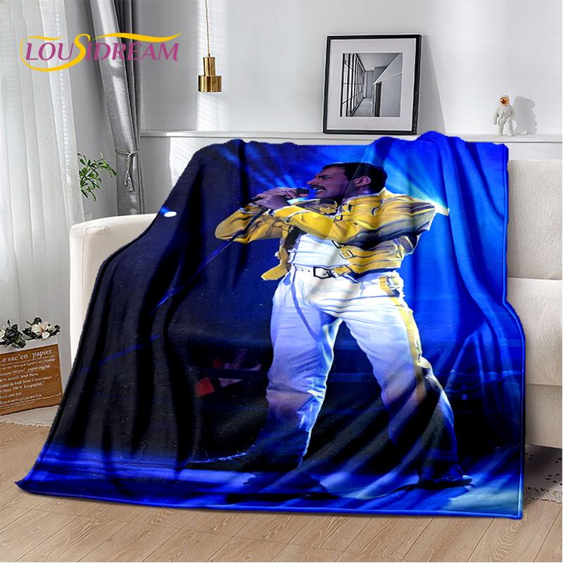 2025 Classics Queen-Rock-Band Freddie Blanket,Soft Throw Blanket for Home Bedroom Bed Sofa Picnic Travel Office Cover Gifts Kids