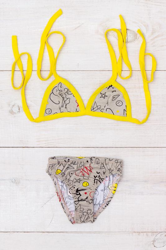 Girls’ Printed Swimwear – Padded-Free Tie Top & Comfortable Fit, Summer, 9593-043 HC