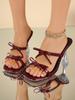 Fashion Fashion Patent Leather Bowknot Decoration Wedding Shoes Women Super High Heels Slippers 2025 Square Toe Party Dress Slides