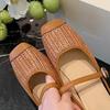 Straw square head cool slippers women's summer wear 2025 new holiday wind lazy one pedal bag head Muller half slippers