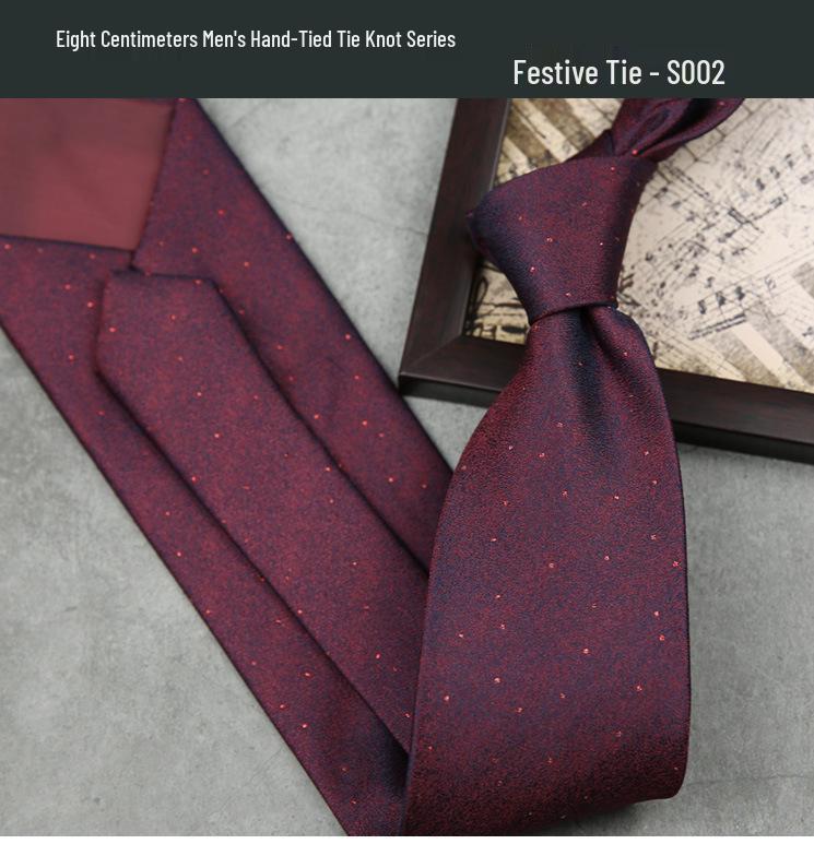Men's Formal Wine Red Wedding Tie - 8CM Hand-Tied Groom Suit Accessory