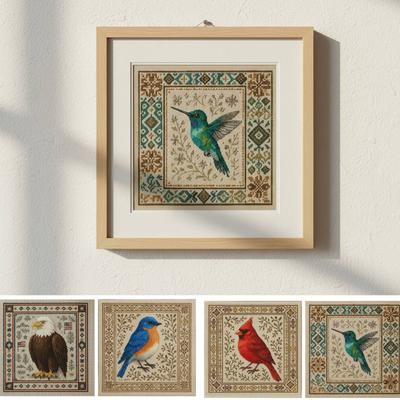 Cross Stitch Kit with Birds Patterns Stamped Cross Stitch Kits DIY Handmade Sewing Craft Needlepoint Kits for Beginners