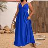 Summer New Fashionable and Elegant High-end Thin Shoulder Straps Solid Color Women's Dress Long Dress